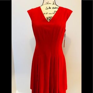 NWT Gorgeous Red Calvin Klein Pleated Dress
